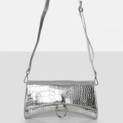 PUBLIC DESIRE - THE KEMI SILVER ARCHED CROSSBODY MINI HANDBAG