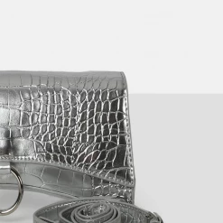 PUBLIC DESIRE - THE KEMI SILVER ARCHED CROSSBODY MINI HANDBAG