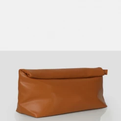 PUBLIC DESIRE - THE ARIA CARAMEL FOLDED DETAIL CLUTCH BAG