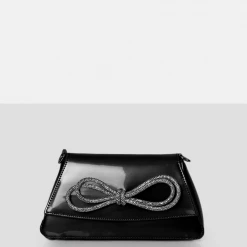 PUBLIC DESIRE - THE FAYA BLACK BOW DETAIL DIAMONTE CROSSBODY BAG
