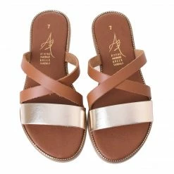 Athena Greek Sandals ATHENA GREEK 92-925-CAMEL SLIDE