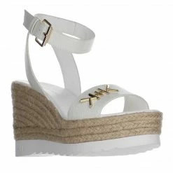 KENDALL + KYLIE PRISMATIC WHITE WEDGE SANDALS