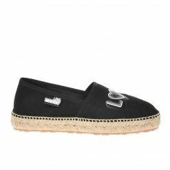 LOVE MOSCHINO BLACK LOVE-PRINT ESPADRILLE