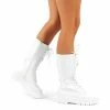 PUBLIC DESIRE KENDALL WHITE PU LACE UP CHUNKY KNEE HIGH BOOTS