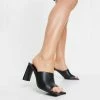 Como Store PUBLIC DESIRE VICE WIDE FIT BLACK MULE SANDAL