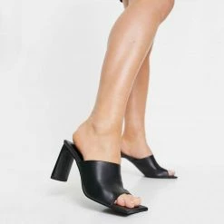 Como Store PUBLIC DESIRE VICE WIDE FIT BLACK MULE SANDAL