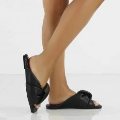 Como Store PUBLIC DESIRE APRICOT TWISTED STRAP SLIDE BLACK