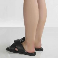 Como Store PUBLIC DESIRE SHATTER WIDE FIT BLACK SLIDE