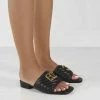 Como Store PUBLIC DESIRE HARRIE BLACK PADDED METAL DETAIL SLIDE