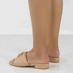 Como Store PUBLIC DESIRE HARRIE NUDE PADDED FLAT SANDALS