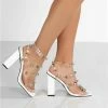 Como Store PUBLIC DESIRE ADMIRED WHITE PU STUDDED HEELS
