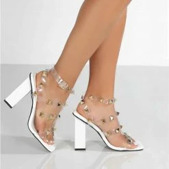 Como Store PUBLIC DESIRE ADMIRED WHITE PU STUDDED HEELS