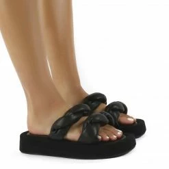Como Store PUBLIC DESIRE AMORA BRAIDED SLIDE BLACK