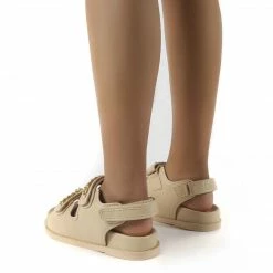 Como Store PUBLIC DESIRE ELLIS WIDE FIT NUDE CHAIN DETAIL SANDAL