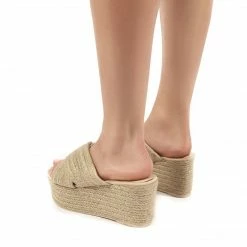 PUBLIC DESIRE BREEZE NATURAL CROSS OVER ESPADRILLE FLATFORM SANDALS