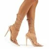 PUBLIC DESIRE CARMEN NUDE AND PERSPEX LACE UP STILETTO