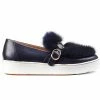 Como Store SANTONI LEATHER FUR SNEAKER NAVY Women