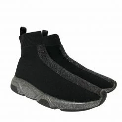 STUDIO ITALIA BLACK GLITTER SOCK SNEAKER