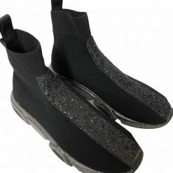 STUDIO ITALIA BLACK GLITTER SOCK SNEAKER