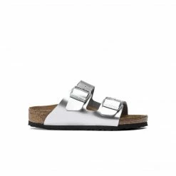 BIRKENSTOCK KIDS ARIZONA BIRKO FLOR ELECTRIC METALLIC SILVER