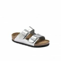 BIRKENSTOCK KIDS ARIZONA BIRKO FLOR ELECTRIC METALLIC SILVER