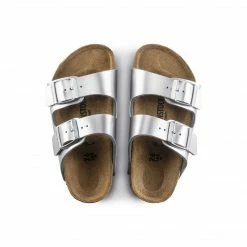 BIRKENSTOCK KIDS ARIZONA BIRKO FLOR ELECTRIC METALLIC SILVER