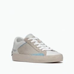 CRIME LONDON LOW TOP DISTRESSED BLUE