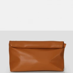 PUBLIC DESIRE - THE ARIA CARAMEL FOLDED DETAIL CLUTCH BAG