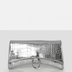 PUBLIC DESIRE - THE KEMI SILVER ARCHED CROSSBODY MINI HANDBAG