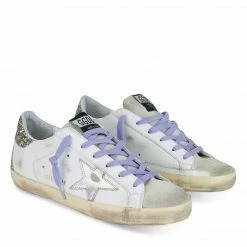 GOLDEN GOOSE SUPERSTAR DISTRESSED WHITE ICE SILVER