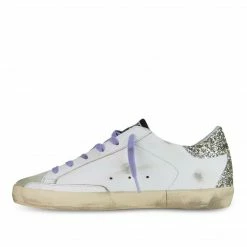 GOLDEN GOOSE SUPERSTAR DISTRESSED WHITE ICE SILVER