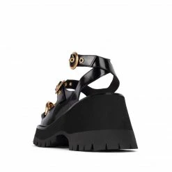 JEFFREY CAMPBELL CRUNCHED PLATFORM SANDAL BLACK