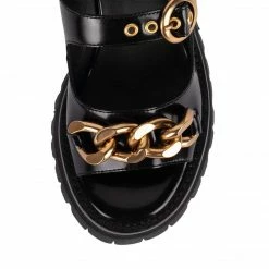 JEFFREY CAMPBELL CRUNCHED PLATFORM SANDAL BLACK