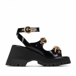 JEFFREY CAMPBELL CRUNCHED PLATFORM SANDAL BLACK
