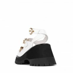 JEFFREY CAMPBELL CRUNCHED PLATFORM SANDAL WHITE