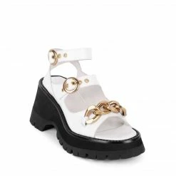 JEFFREY CAMPBELL CRUNCHED PLATFORM SANDAL WHITE