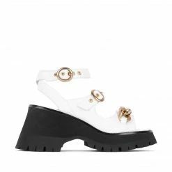JEFFREY CAMPBELL CRUNCHED PLATFORM SANDAL WHITE