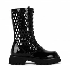 Jeffrey Campbell DEMODE BLACK PATENT BOOTS