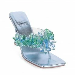 JEFFREY CAMPBELL GLIMMERY LIGHT BLUE BEADED SANDALS