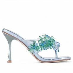 JEFFREY CAMPBELL GLIMMERY LIGHT BLUE BEADED SANDALS