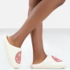 Public Desire SMILE PINK PRINTED SMILEY FACE SLIPPERS
