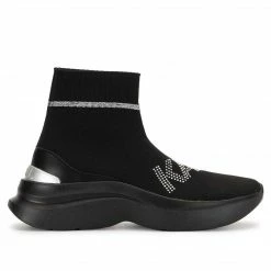 KARL LAGERFELD SKYLINE RHINESTONE LOGO SOCK BOOTS