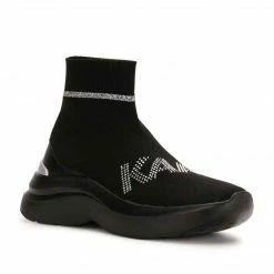 KARL LAGERFELD SKYLINE RHINESTONE LOGO SOCK BOOTS