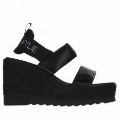 KENDALL + KYLIE PRIMAL BLACK WEDGE SANDAL Women