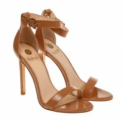 Como Store LA STRADA ANKLE STRAP HEELS PATENT NUDE