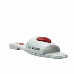 LOVE MOSCHINO HEART WHITE DETAIL FLAT