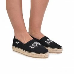 LOVE MOSCHINO BLACK LOVE-PRINT ESPADRILLE