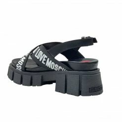 LOVE MOSCHINO CROSSOVER LOGO STRAP SANDALS