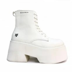 NAKED WOLFE ENGLAND WHITE PLATFORM BOOTS