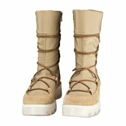POPA BEIGE SPLIT LEATHER BOOTS